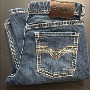 ROCK & ROLL BOYS' REGULAR FIT TWO-TONE V STITCH BOOTCUT JEANS